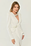 Alfa Beta Uzun Kollu Vatkalı V Yaka Yırtmaçlı Midi Abiye Elbise