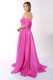 Ankyra Kadın Düşük Omuzlu Drape Şifon Abiye Elbise 25Y1222