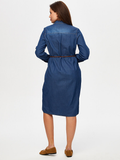 Belted Shirt Collar Denim Dress by Faik Sönmez