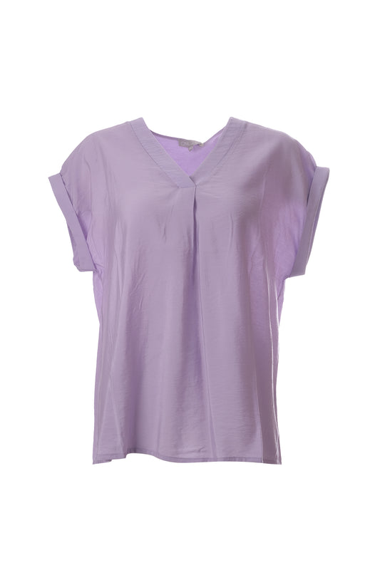 Canel Minimalist V-Neck Short Sleeve Oversize Women's Blouse