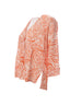 Canel Oversize V Yaka 3/4 Kol Kadın Bluz - Geometrik Desen