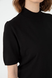 Women's Lycra Short-Sleeved Turtleneck Blouse with Pattern