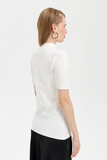 Women's Lycra Short-Sleeved Turtleneck Blouse with Pattern