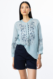 Ekol Kadın Oversize Nakışlı Uzun Kol Bluz - Günlük