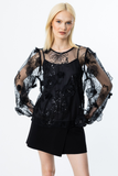 Ekol Undershirt with Sequin Flower Embroidery Blu