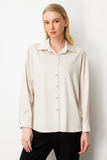Stone Embellished Satin Shirt Ekol