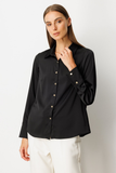 Button-Front Satin Shirt Ekol