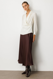 Wrap-around collar, front pleated blouse from Ekol.