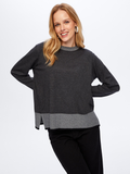 Color Blocked Crew Neck Knit Blouse by Faik Sönmez