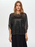 Sequin Evening Blouse with Sleeve Slit Detail by Faik Sönmez