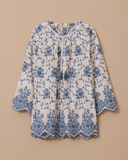 büyük beden püskül bağlamalı desenli bluz Gala-Xi