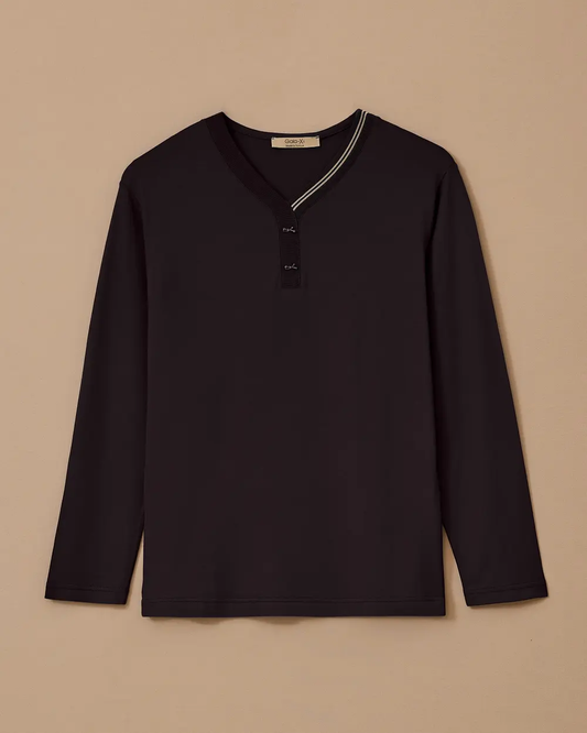 Plus size V-neck long-sleeved blouse with stripe detail Gala-Xi