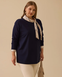 Plus Size Scarf Collar Blouse Gala-Xi