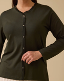 Plus Size V-Neck Blouse with Stone Embellishments Gala-Xi