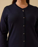 Plus Size V-Neck Blouse with Stone Embellishments Gala-Xi