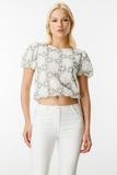 Ten Women's Crop Blouse - Minimalist Floral Pattern Short Sleeve - Summer Blouse