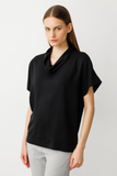 On Minimalist Oversize Cover Collar Short Sleeve Women's Blouse - Casual Style