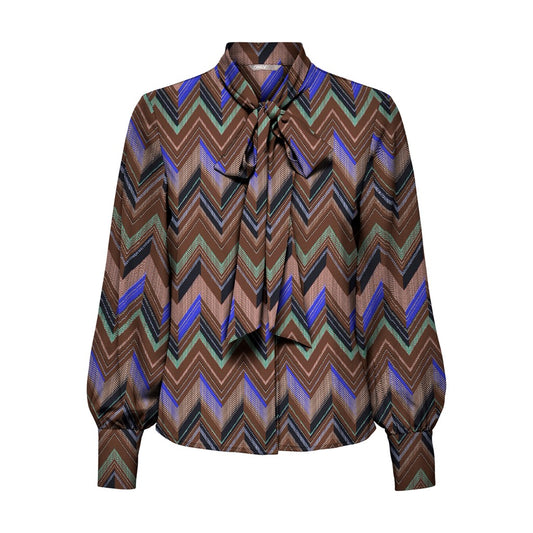 Only Geometrik Desenli Uzun Kol Minimalist Bluz - Vintage Tarz