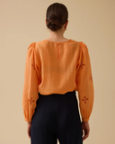 Seçil Minimalist Embroidered Blouse - Long Sleeve Round Neck