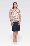 Tolga Saraçoğlu Minimalist Floral Short-Sleeve Women's Blouse - Casual