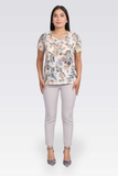 Tolga Saraçoğlu Minimalist Floral Short-Sleeve Women's Blouse - Casual