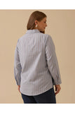 Plus Size Striped Shirt with Cuff Detail Gala-Xi