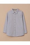 Plus Size Striped Shirt with Cuff Detail Gala-Xi