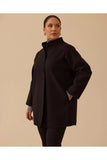 Plus size mandarin collar button-down coat Gala-Xi