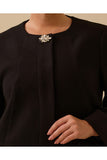 Plus size long cashmere coat with stone details Gala-Xi