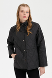 Women's Snap-Front Quilted Short Jacket with Onion Pattern