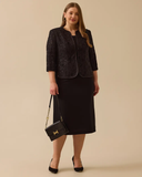 Plus Size Lace Textured Sequin Embellished Jacket