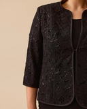 Plus Size Lace Textured Sequin Embellished Jacket