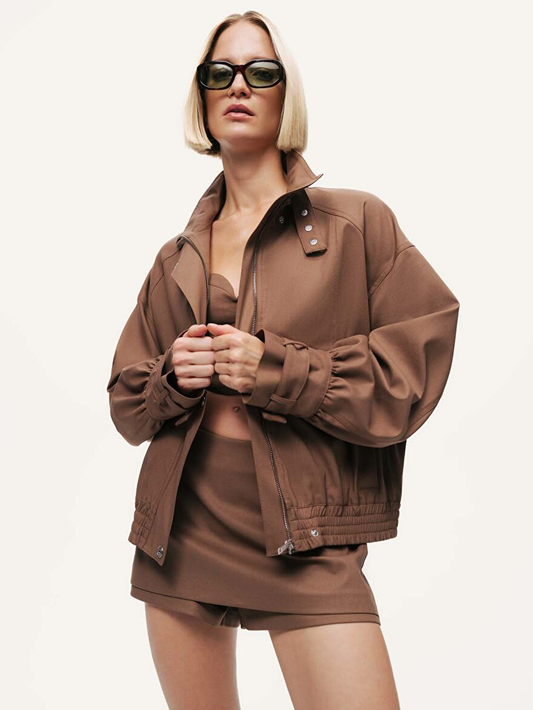 Belted High Collar Jacket Nocturne