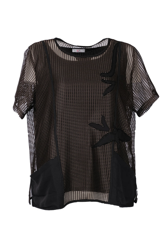 Vedi-bb Oversize Mesh Detail Short Sleeve Women's Jacket - Minimalist Style