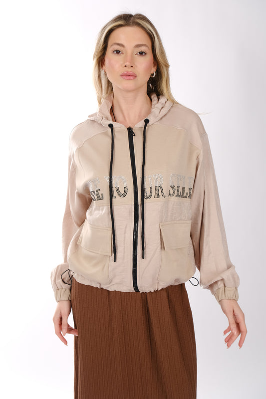 Ysatis Oversize Kapüşonlu Minimalist Kadın Ceket - Günlük Kullanım
