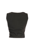 Ysatis V Yaka Kolsuz Saten Crop Bluz - Minimalist Tasarım