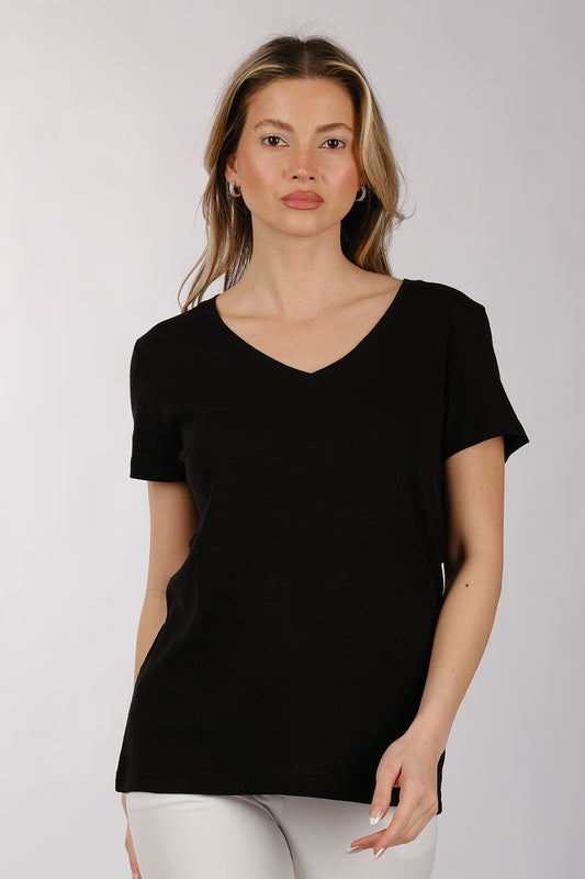 Daido Kadın Oversize V Yaka Kısa Kol Minimalist T-Shirt