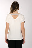 Daıdo Kadın V Yaka Kısa Kol Minimalist T-Shirt - Günlük Kullanım