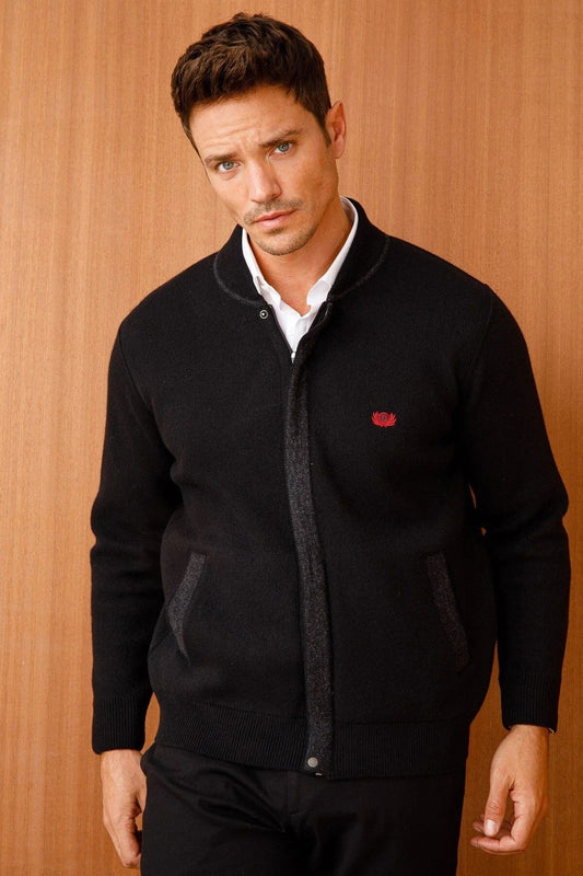 Men's Patterned Minimalist Long-Sleeve Sweater Jacket - Casual & Stylish