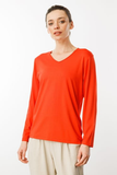 Patterned V-Neck Long-Sleeve Cotton Women's Jersey DSN23789