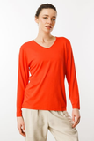 Patterned V-Neck Long-Sleeve Cotton Women's Jersey DSN23789