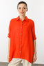 Desen Oversize Keten Gömlek - Minimalist 3/4 Kol