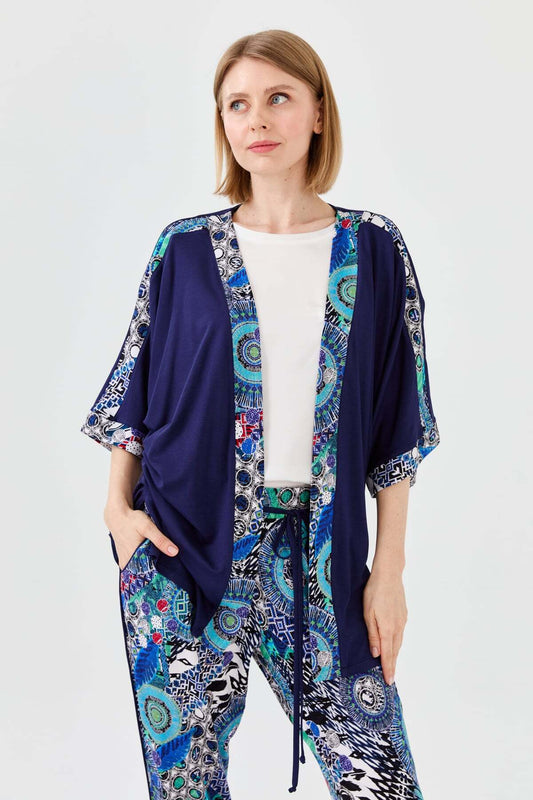 Desen Oversize Kimono Kol 3/4 Kadın Ceket - Rahat ve Şık