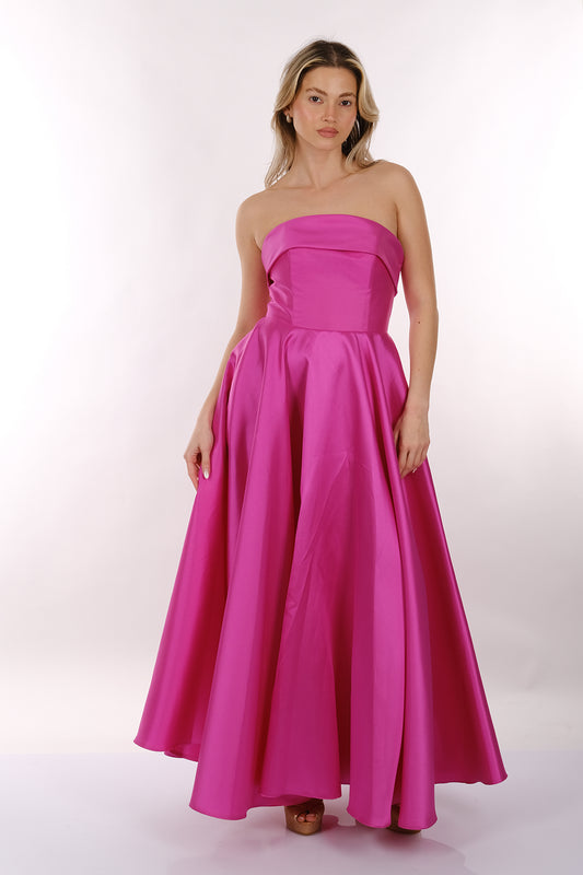 DORİDORCA Straplez Saten Maxi Boy Kadın Abiye 2246068