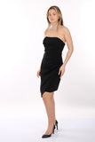 DORİDORCA Straplez Drape Krep Kumaş Mini Abiye Elbise 2246011