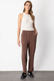 Button Detail Wide Leg Trousers On
