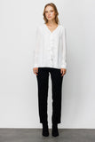 Ekol Kadın V Yaka Uzun Kol Şifon Bluz - Minimalist & Şık