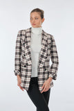 Ekol Kadın Kareli Midi Blazer Ceket - Şık ve Rahat
