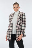 Ekol Kadın Kareli Midi Blazer Ceket - Şık ve Rahat