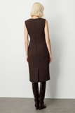 Ekol Minimalist Midi Elbise - Kolsuz V Yaka Günlük & İş Elbisesi